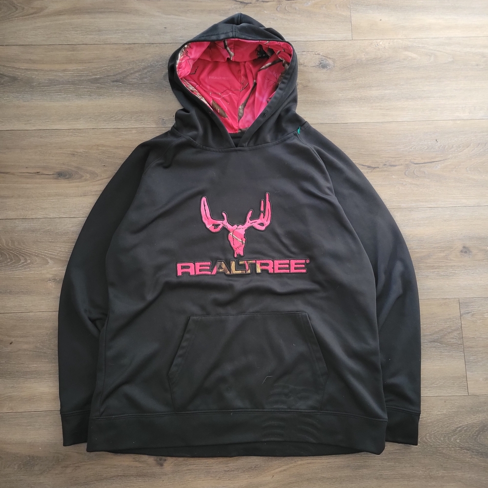 Realtree Black Hoodie with Pink Logo